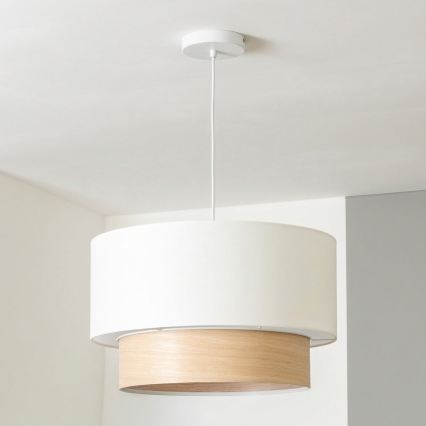 Brilagi - LED-riippuvalaisin vaijerilla CERIA 1xE27/40W/230V halkaisija 50 cm valkoinen/beige