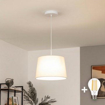 Brilagi - LED-riippuvalaisin vaijerilla CERIA 1xE27/40W/230V Ø 30 cm beige