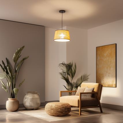 Brilagi - LED-riippuvalaisin vaijerilla CERIA 1xE27/40W/230V Ø 35 cm, beigen värinen