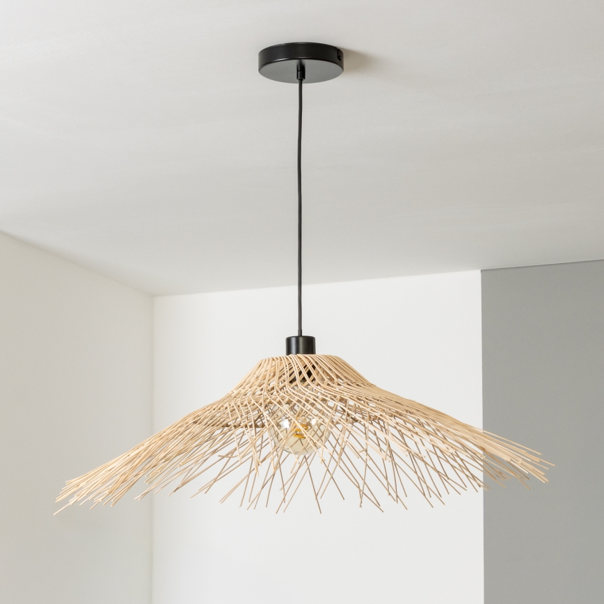 Brilagi - LED-riippuvalaisin vaijerilla CERIA BOHO 1xE27/40W/230V halkaisija 70 cm bambusta