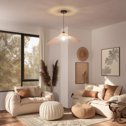 Brilagi - LED-riippuvalaisin vaijerilla CERIA BOHO 1xE27/40W/230V halkaisija 70 cm bambusta