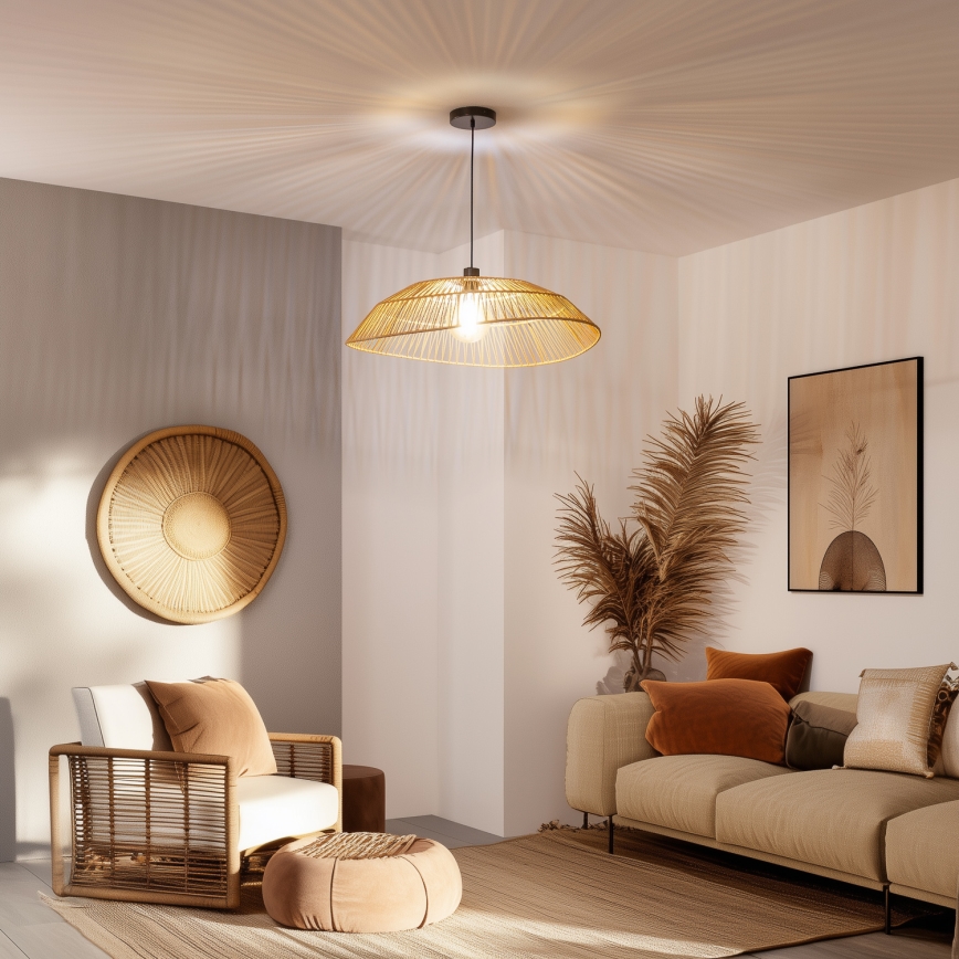 Brilagi - LED-riippuvalaisin vaijerilla CERIA BOHO 1xE27/40W/230V, halkaisija 70 cm, ruskea