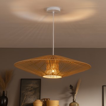 Brilagi - LED-riippuvalaisin vaijerilla CERIA BOHO 1xE27/40W/230V halkaisija 70 cm valkoinen/ruskea