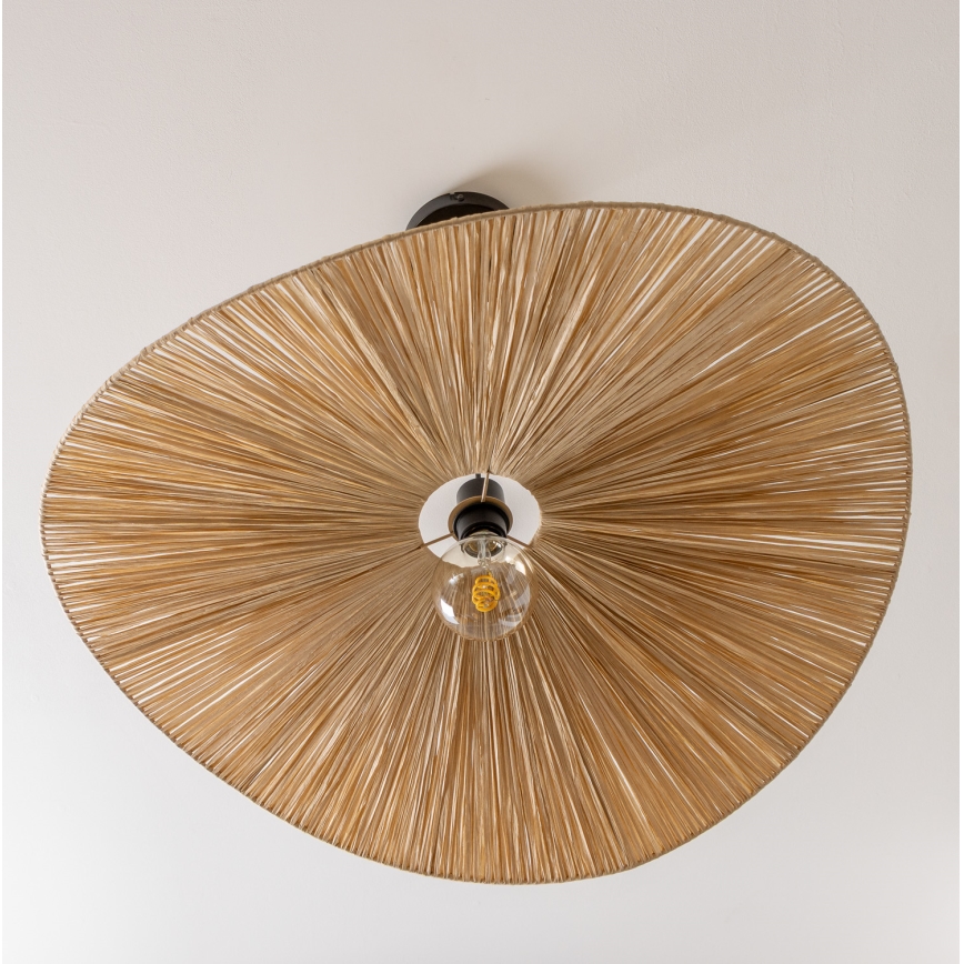Brilagi - LED-riippuvalaisin vaijerilla CERIA BOHO 1xE27/40W/230V, halkaisija 80 cm, raffia