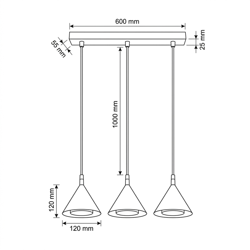BRILAGI - LED Riippuvalaisin vaijerilla CONE TRIPLE 3xGX53/15W/230V beige