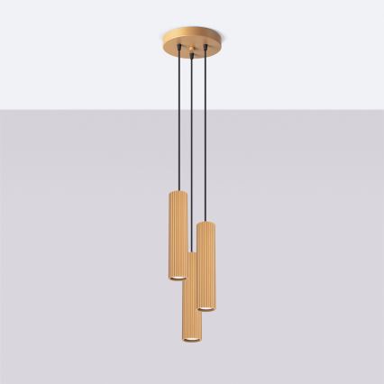 Brilagi - LED-riippuvalaisin vaijerilla CRESTO 3xGU10/10W/230V kultainen
