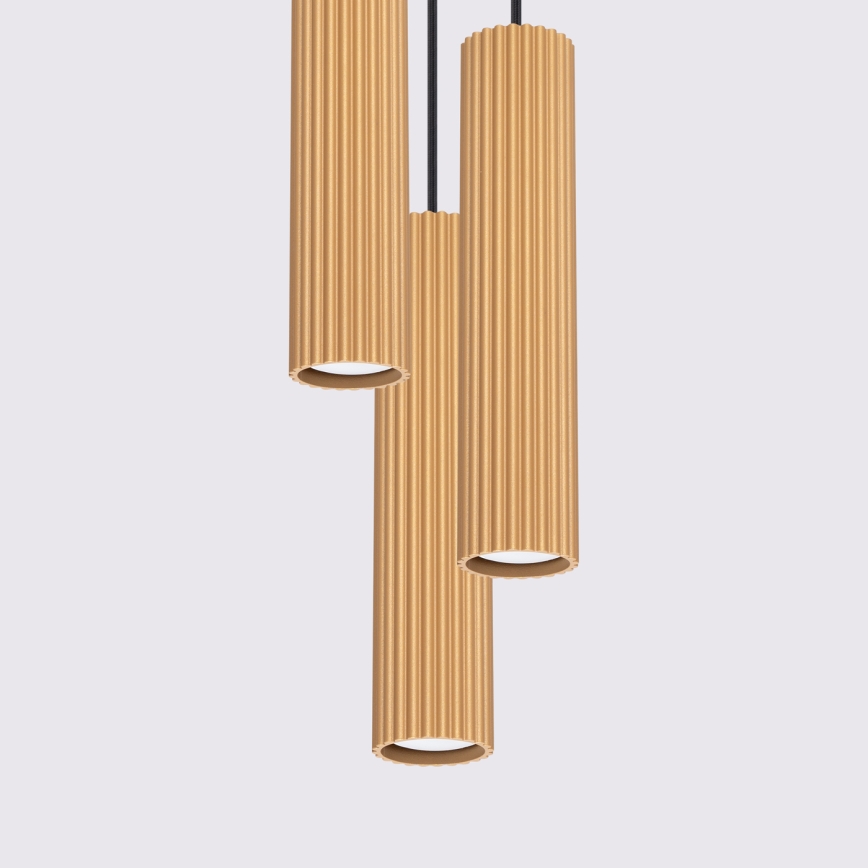 Brilagi - LED-riippuvalaisin vaijerilla CRESTO 3xGU10/10W/230V kultainen