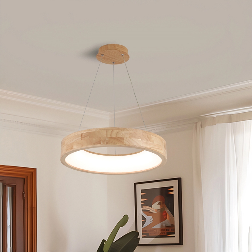 Brilagi - FALCON WOOD LED-riippuvalaisin vaijerilla LED/30W/230V 3000/4000/6000K, Ø 45 cm, puinen