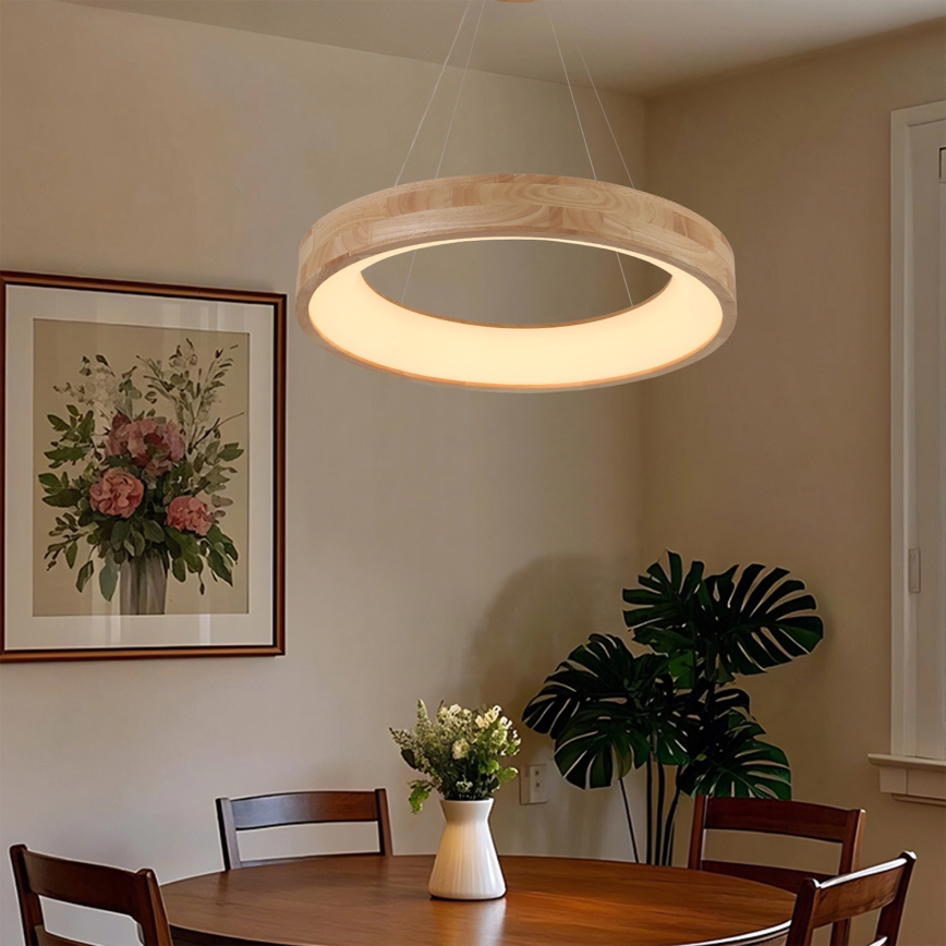 Brilagi - LED-riippuvalaisin ripustuskaapelilla FALCON WOOD LED/40 W/230 V 3000/4000/6000 K Ø 60 cm puu