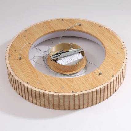 Brilagi - LED-riippuvalaisin vaijerilla FALCON WOOD MODERN, 30 W, 230 V, 3000/4000/6000 K, Ø 45 cm, puu