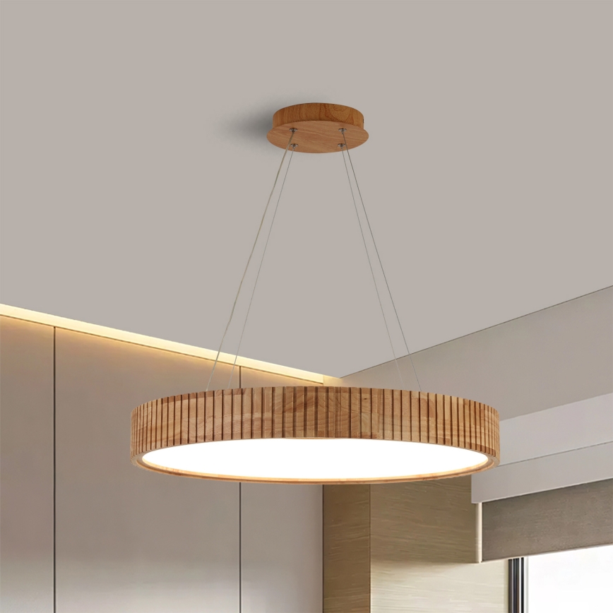 Brilagi - LED-riippuvalaisin vaijerilla FALCON WOOD MODERN LED/40W/230V 3000/4000/6000K, halkaisija 60 cm, puinen