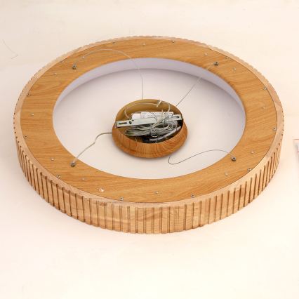 Brilagi - LED-riippuvalaisin vaijerilla FALCON WOOD MODERN LED/40W/230V 3000/4000/6000K, halkaisija 60 cm, puinen