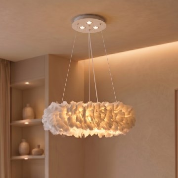 BRILAGI - LED-riippuvalaisin vaijerilla FEATHER 3xE27/40W/230V + 3xLED/3W halkaisija 40 cm valkoinen
