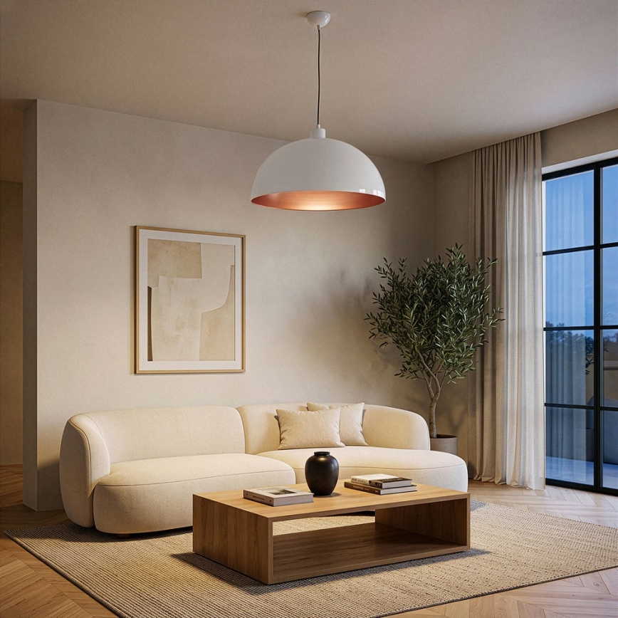 BRILAGI - LED-riippuvalaisin vaijerilla METALO 1xE27/40W/230V Ø 40 cm valkoinen/kupari