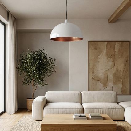 BRILAGI - LED-riippuvalaisin vaijerilla METALO 1xE27/40W/230V Ø 40 cm valkoinen/kupari