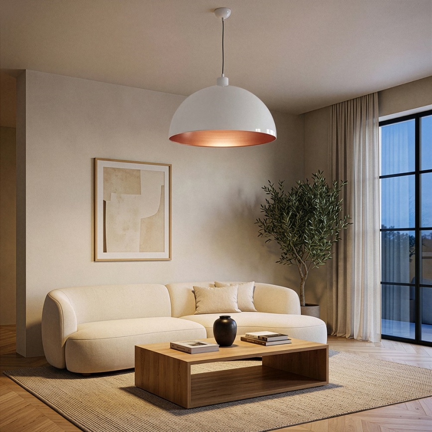 BRILAGI - LED-riippuvalaisin vaijerilla METALO 1xE27/40W/230V Ø 60 cm valkoinen/kupari