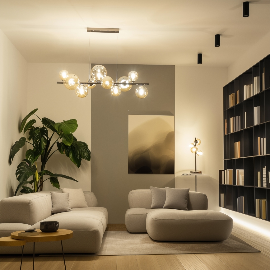 Brilagi - LED-riippuvalaisin vaijerilla MILLA 10xG9/3W/230V musta kromi/kulta