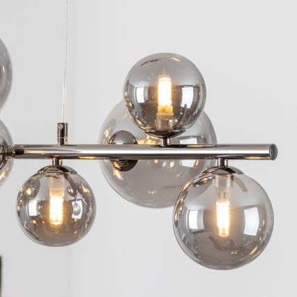 Brilagi - LED-riippuvalaisin vaijerilla MILLA 10xG9/3W/230V musta kromi/savunvärinen