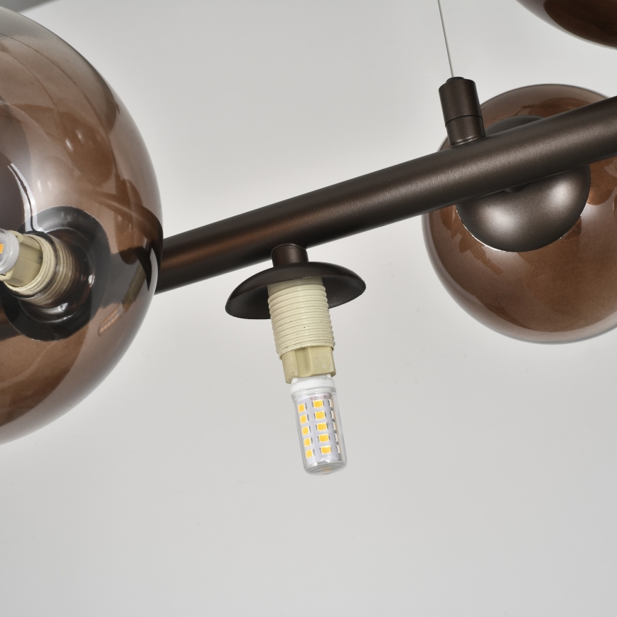 Brilagi - LED-riippuvalaisin vaijerilla MILLA 10xG9/3W/230V ruskea/savunruskea