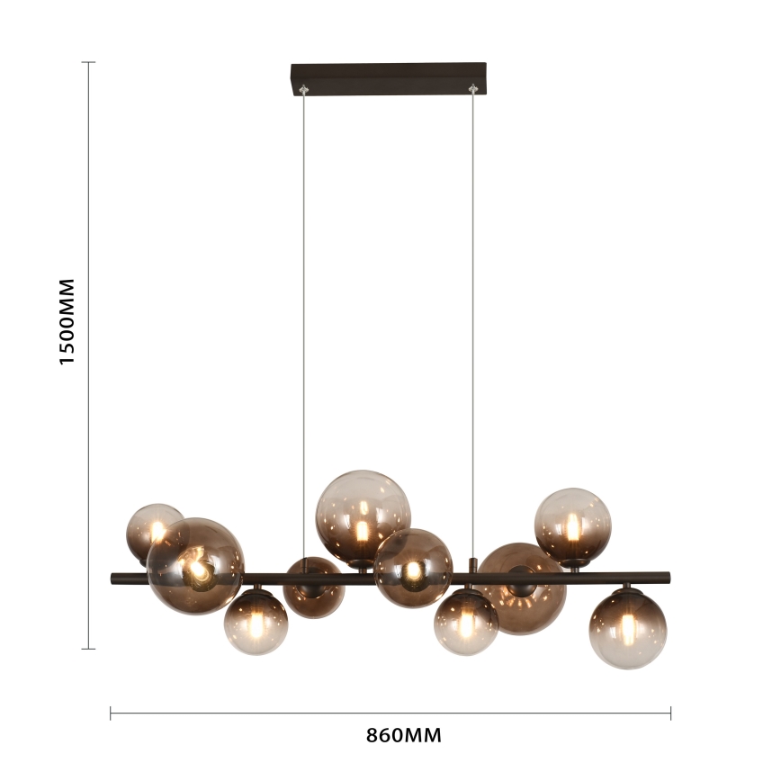 Brilagi - LED-riippuvalaisin vaijerilla MILLA 10xG9/3W/230V ruskea/savunruskea