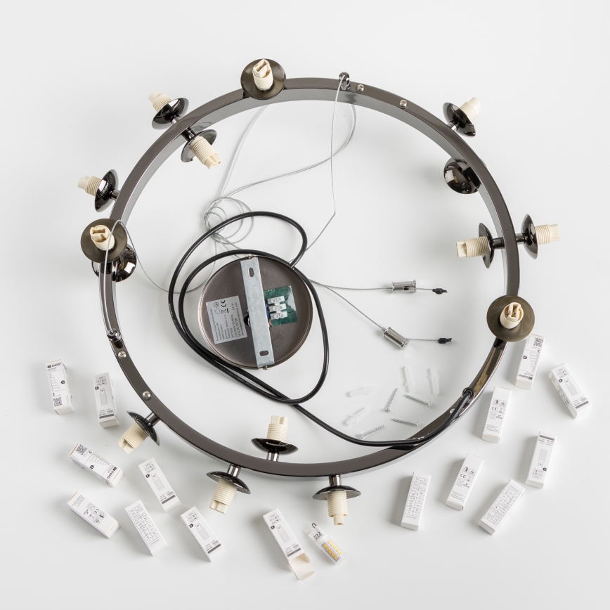 Brilagi - LED-riippuvalaisin vaijerilla MILLA 15xG9/3W/230V musta kromi/kulta