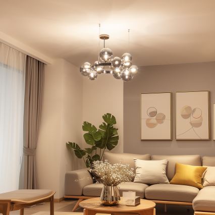 Brilagi - LED-riippuvalaisin vaijerilla MILLA 15xG9/3W/230V musta kromi/savunvärinen