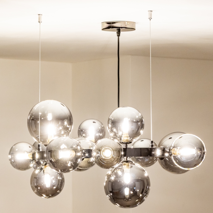 Brilagi - LED-riippuvalaisin vaijerilla MILLA 15xG9/3W/230V musta kromi/savunvärinen