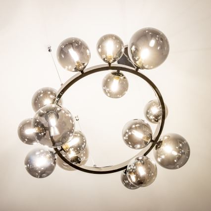 Brilagi - LED-riippuvalaisin vaijerilla MILLA 15xG9/3W/230V musta kromi/savunvärinen