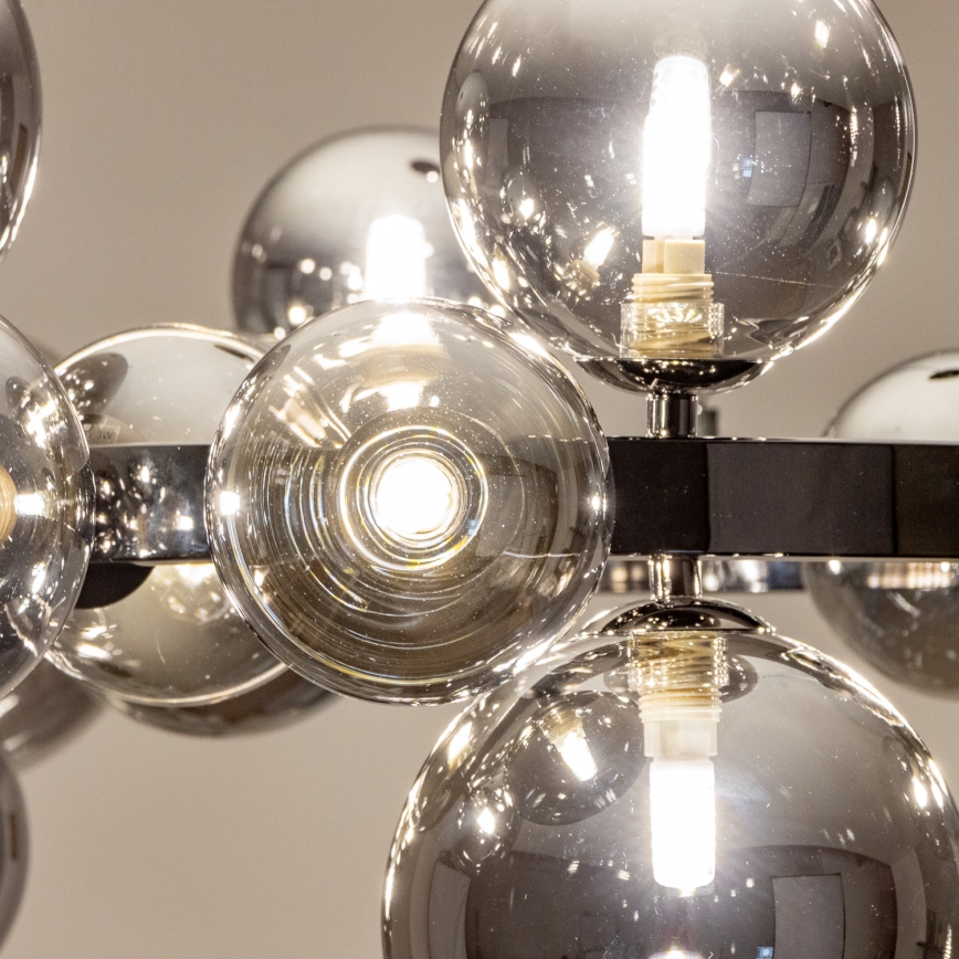 Brilagi - LED-riippuvalaisin vaijerilla MILLA 15xG9/3W/230V musta kromi/savunvärinen