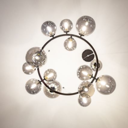 Brilagi - LED-riippuvalaisin vaijerilla MILLA 15xG9/3W/230V musta kromi/savunvärinen
