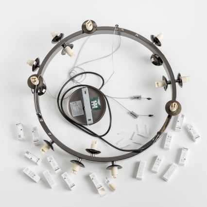 Brilagi - LED-riippuvalaisin vaijerilla MILLA 15xG9/3W/230V musta kromi/savunvärinen