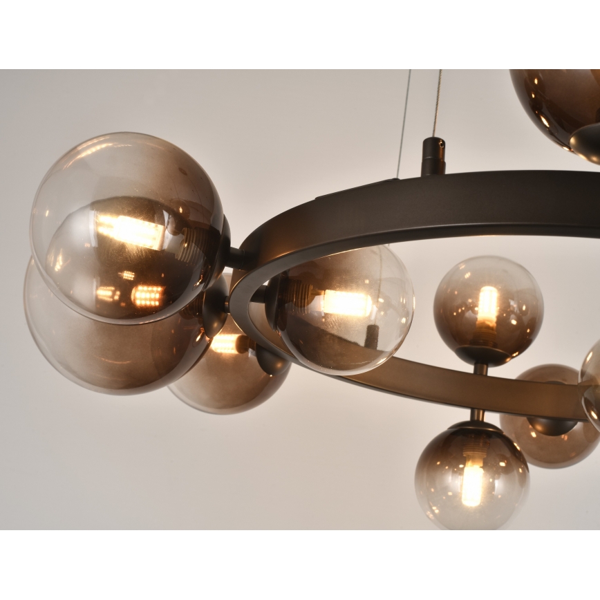 Brilagi - LED-riippuvalaisin vaijerilla MILLA 15xG9/3W/230V ruskea/savunruskea