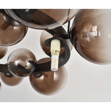 Brilagi - LED-riippuvalaisin vaijerilla MILLA 15xG9/3W/230V ruskea/savunruskea