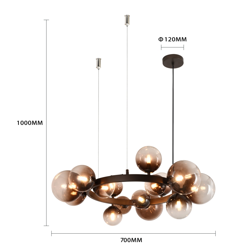 Brilagi - LED-riippuvalaisin vaijerilla MILLA 15xG9/3W/230V ruskea/savunruskea