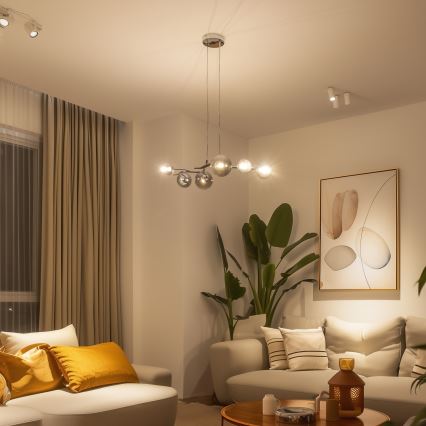 Brilagi - LED-riippuvalaisin vaijerilla MISTEL 6xG9/3W/230V musta kromi/savunvärinen