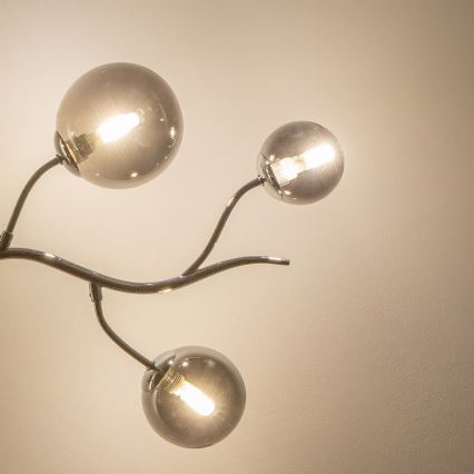 Brilagi - LED-riippuvalaisin vaijerilla MISTEL 6xG9/3W/230V musta kromi/savunvärinen