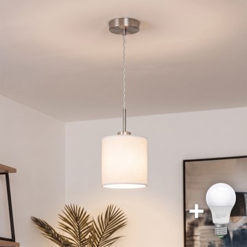 Brilagi - LED-riippuvalaisin vaijerilla NUBILA 1xE27/60W/230V halkaisija 14 cm valkoinen