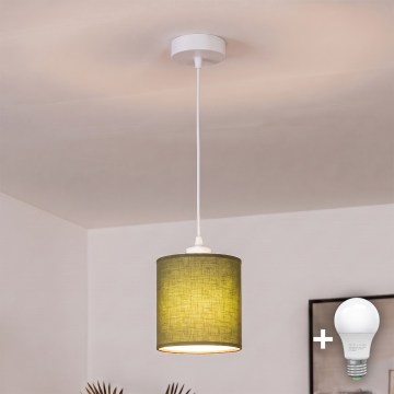 BRILAGI - LED-riippuvalaisin vaijerilla NUBILA 1xE27/60W/230V halkaisija 14 cm valkoinen/vihreä