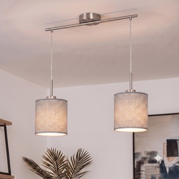 Brilagi - LED-riippuvalaisin vaijerilla NUBILA 2xE27/60W/230V harmaa