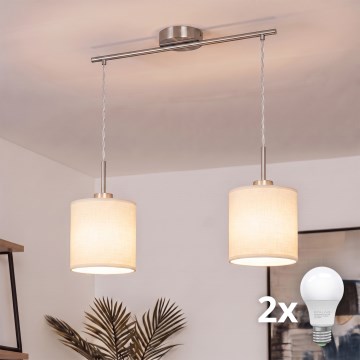 Brilagi - LED-riippuvalaisin vaijerilla NUBILA 2xE27/60W/230V kermanvärinen