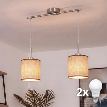 Brilagi - LED-riippuvalaisin vaijerilla NUBILA 2xE27/60W/230V ruskea
