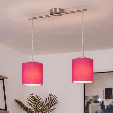Brilagi - LED-riippuvalaisin vaijerilla NUBILA 2xE27/60W/230V vaaleanpunainen