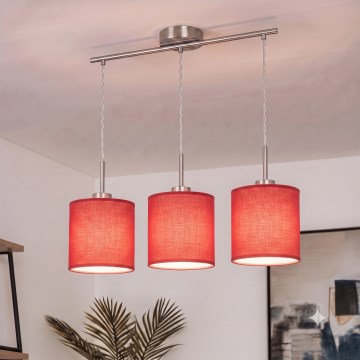 Brilagi - LED-riippuvalaisin vaijerilla NUBILA 3xE27/60W/230V, punainen