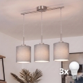 Brilagi - LED-riippuvalaisin vaijerilla NUBILA 3xE27/60W/230V vaaleanharmaa