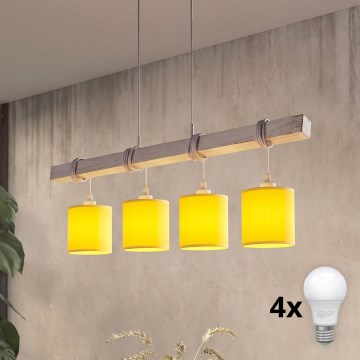 BRILAGI - LED-riippuvalaisin vaijerilla NUBILA 4xE27/60W/230V harmaa/keltainen