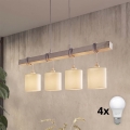 BRILAGI - LED-riippuvalaisin vaijerilla NUBILA 4xE27/60W/230V harmaa/kermanvalkoinen