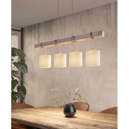 BRILAGI - LED-riippuvalaisin vaijerilla NUBILA 4xE27/60W/230V harmaa/kermanvalkoinen