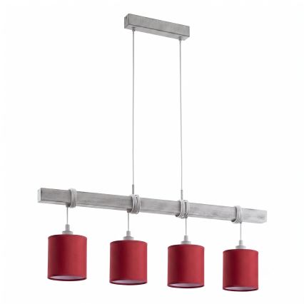 BRILAGI - LED-riippuvalaisin vaijerilla NUBILA 4xE27/60W/230V harmaa/pompeijinpunainen