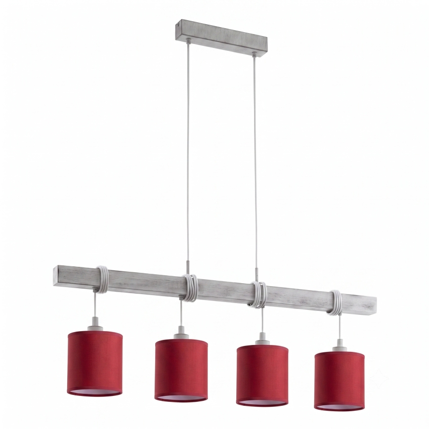 BRILAGI - LED-riippuvalaisin vaijerilla NUBILA 4xE27/60W/230V harmaa/pompeijinpunainen