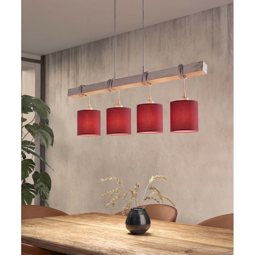 BRILAGI - LED-riippuvalaisin vaijerilla NUBILA 4xE27/60W/230V harmaa/pompeijinpunainen